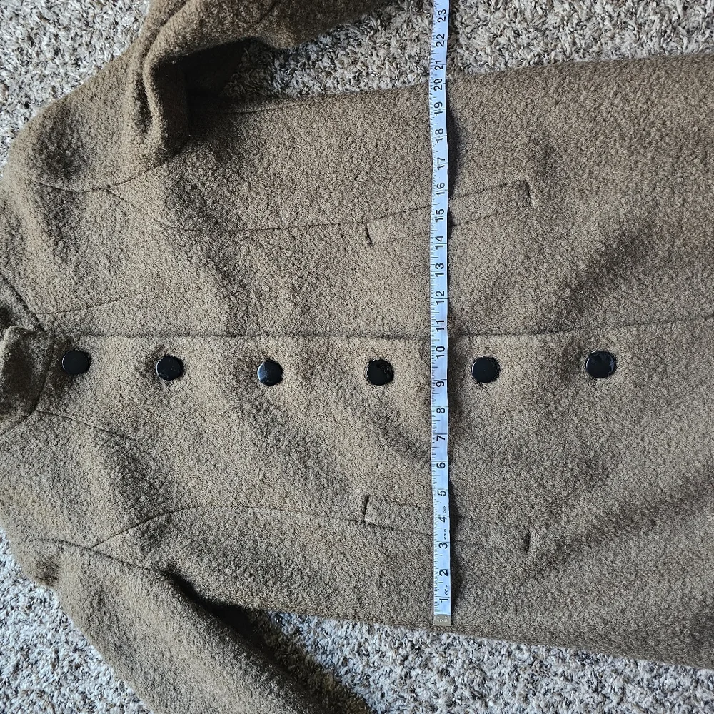 VTG Victorias Secret Mocca Mousse Tan Bouclé Midi Coat Button Y2K Size 12-14‎
